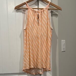 New York & Company Peach and White Striped Tank Top
